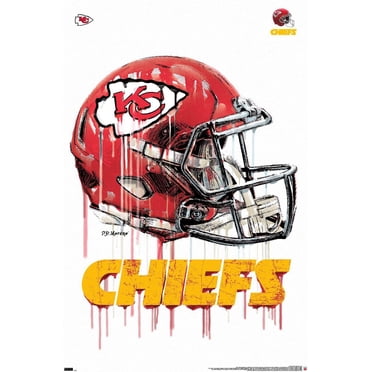 NFL Kansas City Chiefs - Drip Helmet 20 Wall Poster, 14.725" x 22.375" Framed