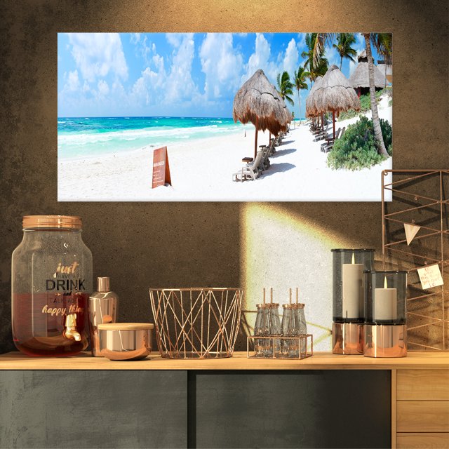 Caribbean Coast in Tulum Mexico - Modern Seascape Canvas Artwork