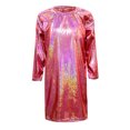 thumbnail image 4 of LUOGENLI Robe pour Enfants à Pois Fins Pailletée à Sequins à Manches Longues à Col Ras du Cou Robe T-Shirt Droite Robe Longue pour Filles Noir Rouge 13-14 Ans, 4 of 4