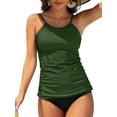 thumbnail image 1 of Charmo Women's High Neck Tankini Tops Only Tummy Control Swimsuit Top Ruched Swim Top Without Bottoms, 1 of 5