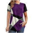 thumbnail image 1 of Diufon Hauts pour Femmes Grande Taille Printemps Été Manches Courtes Col Rond Chandails à Enfiler Chemises Décontractées Imprimées Blouses Amples, 1 of 6