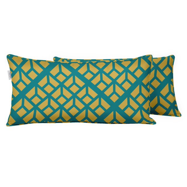 VargottamIndoor/OutdoorPolyester FabricLumbarPillowCover,All-Weather Waterproof Rectangular Cushion Case for Patio Furniture,16" x 24"Set of 2 -Abstracts-12