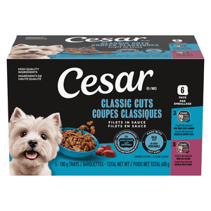 CESAR Filets in Sauce Wet Dog Food 6x100g Variety Pack (New York Strip Flavour / Prime Rib Flavour)