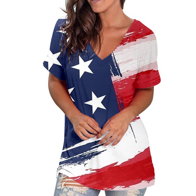 Birdeem T-Shirts à Col Rond pour Femmes à Imprimé, Manches Courtes, T-Shirt Blouse, Hauts Amples