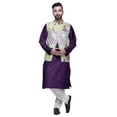 thumbnail image 1 of Atasi Kurta Churidar Uni pour Homme à Col Mandarin, Pyjama et Ensemble de Veste Nehru Imprimée, 1 of 1