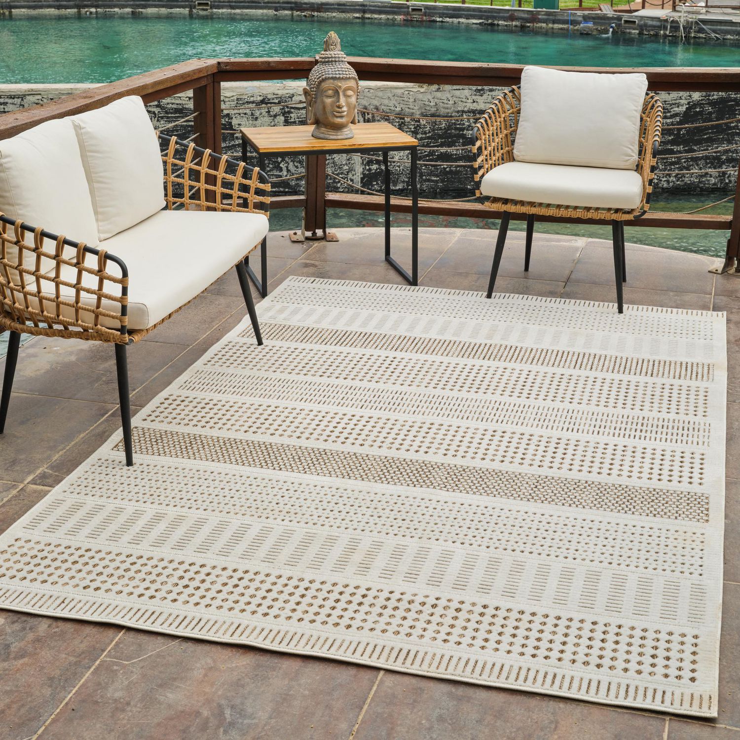 Rug Branch Maise Abstract Indoor Outdoor Area Rug, Beige Brown, Modern - Entryway, Hallway, Bathroom, and Kitchen