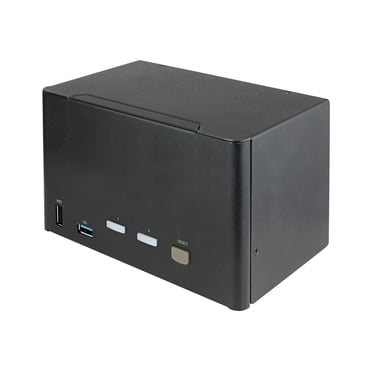 StarTech.com 2 Port Quad Monitor DisplayPort KVM Switch, 4K 60Hz UHD HDR, Desktop 4K DP 1.2 KVM with 2 Port USB 3.0 Hub (5Gbps) & 4x USB 2.0 HID Ports, Audio, Hotkey Switching, TAA - Clavier/vidéo/souris Switch - KVM / Audio Switch - 2 x KVM / Audio - Bureau - Conforme TAA