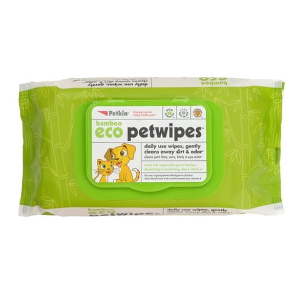 Petkin Bambou Eco Lingettes pour Animaux, 80 Lingettes