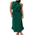 thumbnail image 1 of Robe Longue en Satin pour Femme Élégante Sans Manches à Col Montant Bal Fête Invitée de Mariage Longue Formelle Longues Robes, 1 of 7