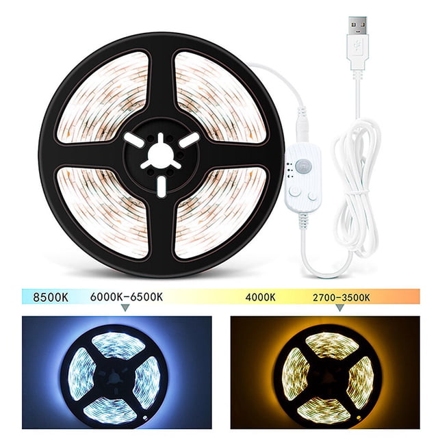 Baohd Strip Lights Infrared Motion Sensor Flexible 2W 3500K/6500K LED Tape Ribbon Lamp Festival Party Trimmable Screen Lighting Warm Light 4M