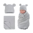 thumbnail image 1 of DEBGFS Baby Swaddle Bag Unisex Solid Wrap Sleeping Sack Swaddle Hat Baby Care,Grey,One Size, 1 of 6
