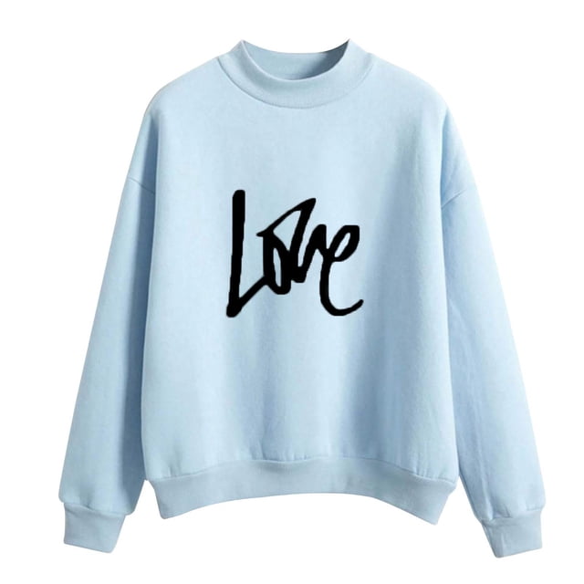 CEHVOM Femmes Mode Décontractée Imprimé Col Rond Ample Manches Longues Hauts Courts Blouse Chandails Sans Capuche Liquidation