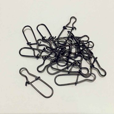 100pcs Stainless Steel Fishing Snaps fishing snap pin Fastlock Clip Lures Hooks Connector Fishing Tackles, Black, Size 3