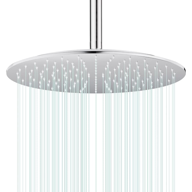 Rain Shower Head Round Shower Head High Flow Stainless Steel Rainfall Shower Head High Pressure Design (BChrome )
