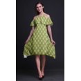 thumbnail image 2 of Bimba Robe Midi à Épaules Dénudées Imprimée Bloc pour Femmes Tunique Swing Manches Flottantes-TTTG, 2 of 6