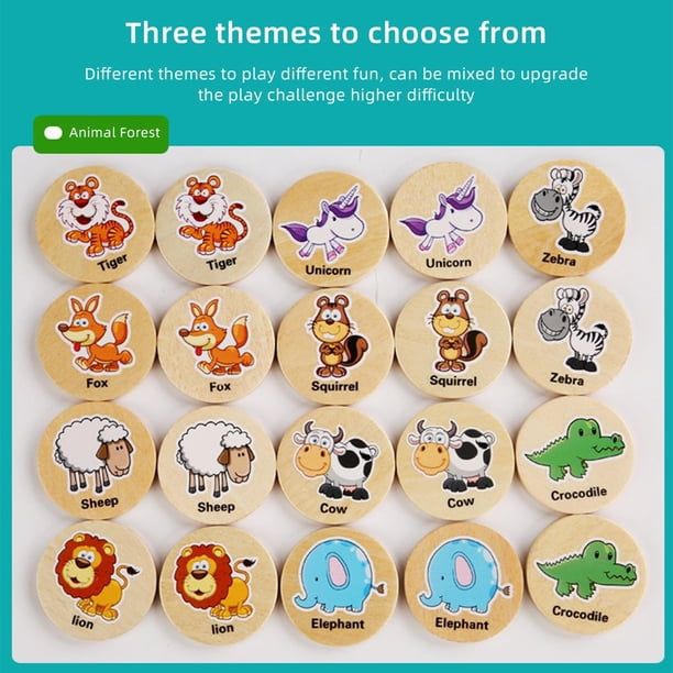 Dida -Mémo animaux 40 pièces – Jeux Memory pour enfant en bois - Jeux - Jouets