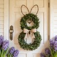 thumbnail image 3 of Easter Bunny Shaped Wreath With Green Leaves And Bow Front Door Hanging Window Display Spring Holiday Decoration Plastic Base, 3 of 7