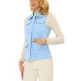 thumbnail image 4 of INSPIRE CHIC Women's Zip Up Jacket Sleeveless Anorak Utility Vest Jacket with Pockets S Light Blue, 4 of 6