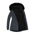 thumbnail image 3 of HWRETIE Women's Plus Size Winter Jacket Button Front Lapel Coat Warm Composite Fabric Casual Outerwear For Fall Winter Everyday Wear, 3 of 4