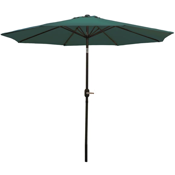 Sunnydaze Parasol de Table de Patio Extérieur en Aluminium avec Auvent en Polyester et Inclinaison à Bouton-Poussoir et Manivelle - 9 Pieds - Vert