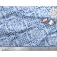 thumbnail image 3 of Soimoi Blue polyester Crepe Fabric Vector Design Damask Print Fabric by the Yard 52 Inch Wide, 3 of 3