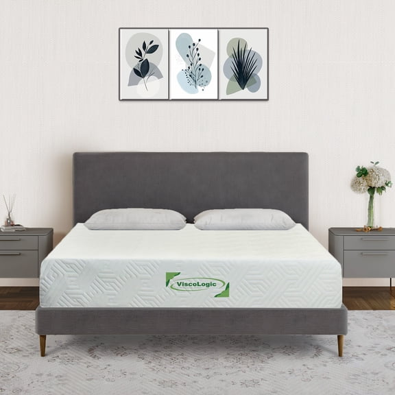 ViscoLogic 10 Inch Luxury Comfort Memory Foam Queen Mattress, Medium Firm, Cool Sleep & Pressure Relief, CertiPUR-US® Certified Foam, Queen