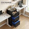 thumbnail image 3 of Classeur Vertical à 3 Tiroirs avec Verrous Indépendants, Armoire de Rangement de Bureau en MDF Noire avec Rails Ajustables pour Formats A4 et Lettre, Design Compact pour la Maison Ou le Bureau, 15,7 Pouces x 39,8 Pouces, 3 of 7