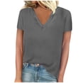 thumbnail image 1 of FAIWAD Womens Summer Tops Short Sleeve V Neck Pullover Shirts Loose Casual Solid Color Basic Tops, 1 of 4