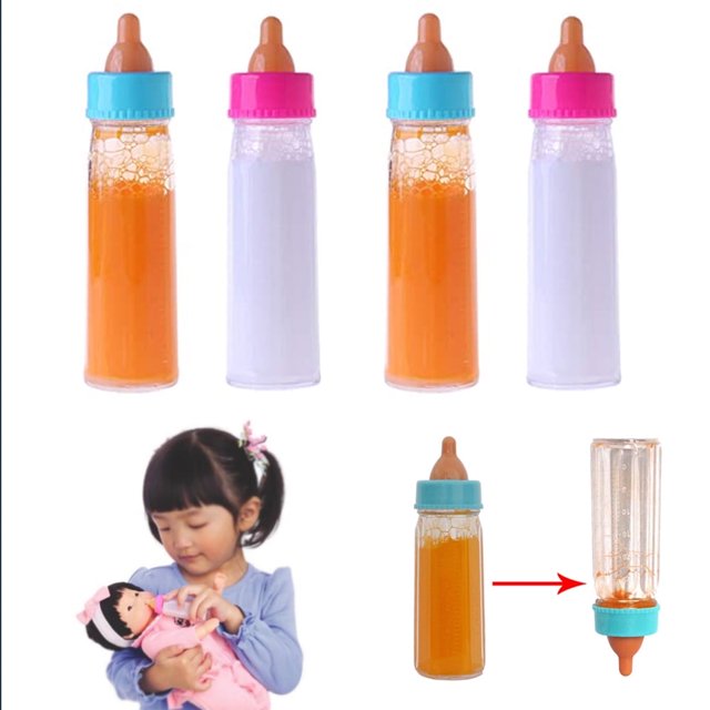 4 Pc Baby Dolls Feeding Bottle Magic Set Disappearing Milk Pretend Play