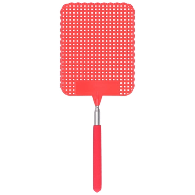 Telescopic Fly Swatter, Durable Extendable Plastic Flyswatter Plastic Adjustable With Stainless Steel Rod For Office For Home For Camping For Fishing Red