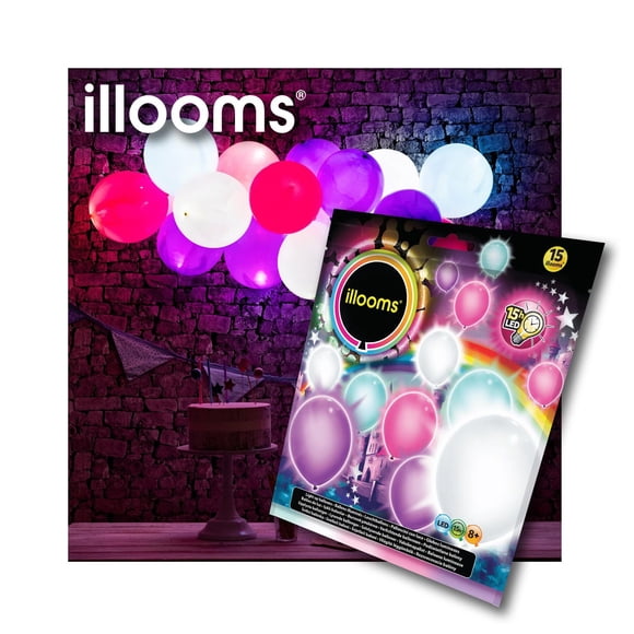 illooms Pink, Purple, White, Blue LED Light Up Balloons