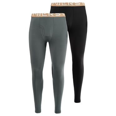 INNERSY Men's Lightweight Thermal Underwear Pants Long Johns Pants Base Layer 2-Pack(X-Large,Grey/Black)