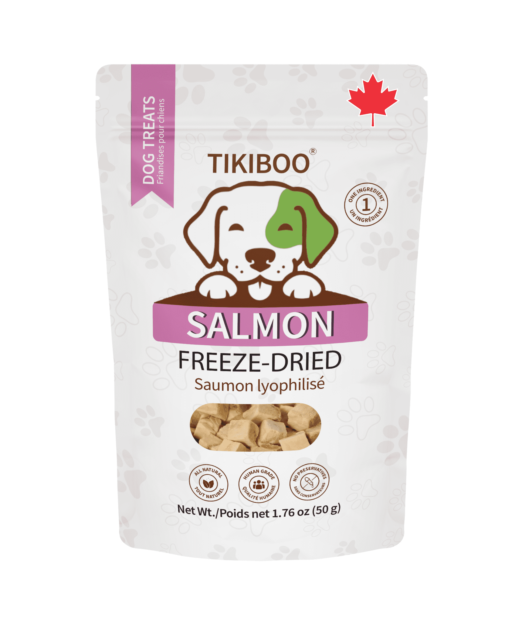 TIKIBOO Salmon Dog Treats, Freeze-Dried Treats for Dogs and Cats 50g