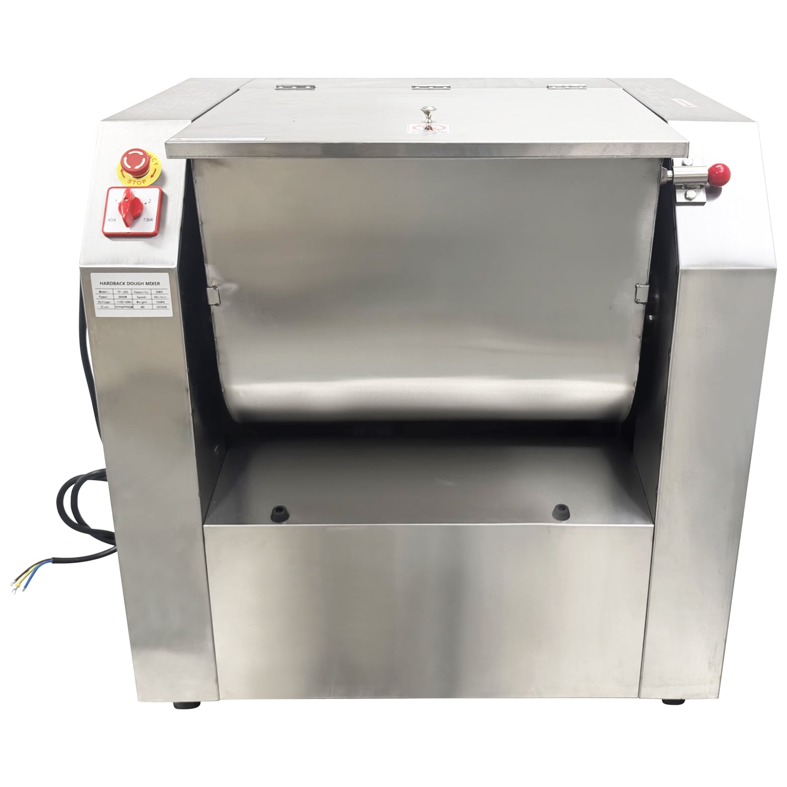 50KG Commercial Dough Mixer Heavy Duty Electric Flour Kneading Machine with 90° Tilt Bucket 110V No Plug