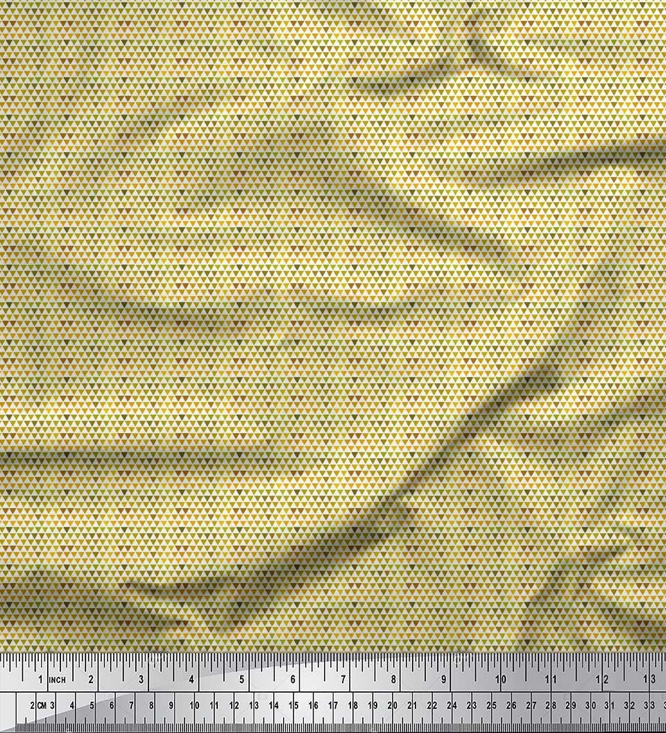 Soimoi Japan Crepe Satin Fabric Triangle Small Print Fabric by Yard 42 Inch Wide