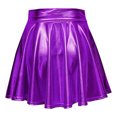 thumbnail image 4 of Shiny Flared Pleated Skirt, Solid Color Mini Polyester Fiber Metallic Glossy Skirt Fashionable  For Performance Black,Red,Golden,Purplish Red,Purple,Silver, 4 of 6