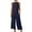 Navy, variant on Fankiway 2Pc Fashion Woman Round Neck Solid Sleeveless Blouse +Loose Pockets Pants Sets Womens Workout Clothes Women Clothes Sets