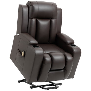 HOMCOM Electric Power Lift Recliner Chair for Elderly w/ Cup Holders, Brown
