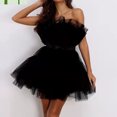 thumbnail image 1 of Liquidation et Promo, Robe Courte Sans Manches pour Femme en Maille Unie Princesse Sans Bretelles pour Tenue Décontractée et de Soirée Pièce de Mode Intemporelle/polyester, Noir, Sopatenor, 1 of 7