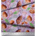 thumbnail image 3 of Soimoi Purple Modal Satin Fabric Apricot, & Oaknut Fruits Print Sewing Fabric BTY 42 Inch Wide, 3 of 3