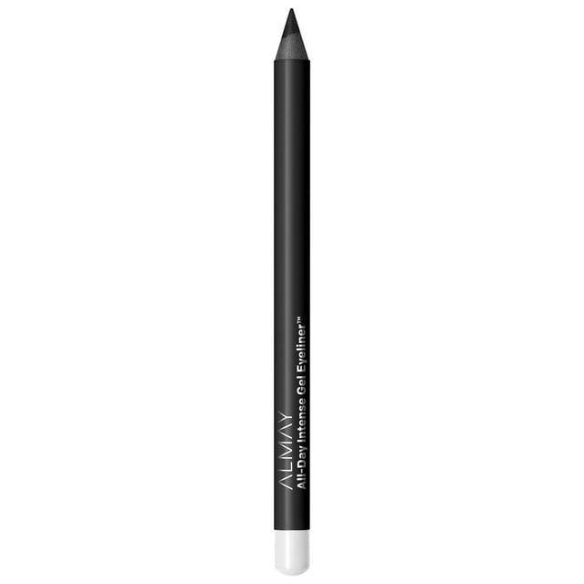 Almay Traceur Gel Intense Toute la Journée, 1,3 g, Crayon Traceur Gel Noir avec Pointe Aiguisée et Baril Noir Mat Présentant un Texte de Marque Blanc, Conçu pour une application Lisse, Imperméable et Résistante à la Décoloration, Convient aux Yeux Sensibles et à la Ligne d'Eau.