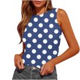 thumbnail image 1 of Plebaso Débardeurs d'Été pour Femmes Slim Imprimé Sans Manches Col Rond Tee-Shirts Froncés Blouses Décontractées pour Femmes, 1 of 4
