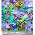 thumbnail image 1 of Soimoi Poly Georgette Fabric Animal Skin & Tropical Flower Print Sewing Fabric Yard 52 Inch Wide, 1 of 3