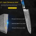 thumbnail image 2 of 9 inch Kitchen Damascus Steel VG10 Chef Knife Blue Resin and Color Wood Handle with Box, 2 of 7