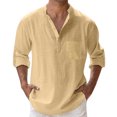 thumbnail image 1 of Kcodviy Mens Spring Summer Loose Print Sleeve Stand Solid Color Pocket Dragon Pants Men Long Sleeve Pullover Shirt, 1 of 7