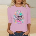 thumbnail image 2 of RKSTN Hauts Grande Taille pour Femmes Oeufs de Pâques Lapin Mignon Imprimé Coupe Ample Hauts Col Rond Manches 3/4 Printemps Été Blouse Douce Hauts, 2 of 4