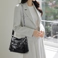 thumbnail image 1 of Matoen Women Soft Washed Leather Shoulder Bag Multi-Zip Spacious Large Capacity Handbag for Daily Use Travel Work Shopping Necessity, 1 of 1