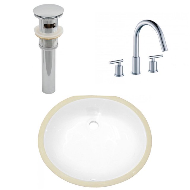 American Imaginations 18.25-in. W CSA Oval Bathroom Undermount Sink Set In White - Chrome Hardware - Overflow Drain Incl. AI-27084