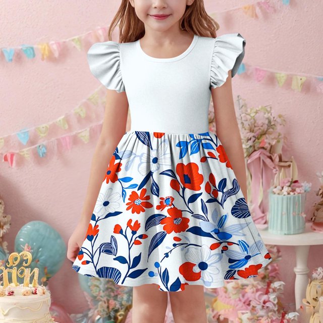 LOVZFMLL Robe d'Été Décontractée Sans Manches à Col Rond avec Boutons et Poches pour Filles de 2 à 12 Ans