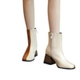 thumbnail image 1 of Cameland Large Women's Punk High Heel Rectangle Toe Thick Heel Zipper Contrast Mart Short Boots, 1 of 6